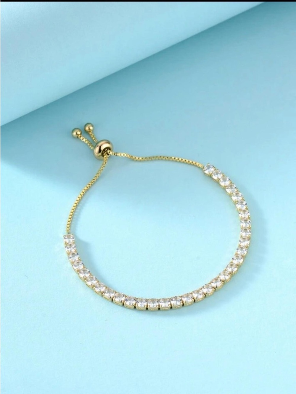 Classic Gold Crystal Tennis Bracelet - Adjustable Sparkle